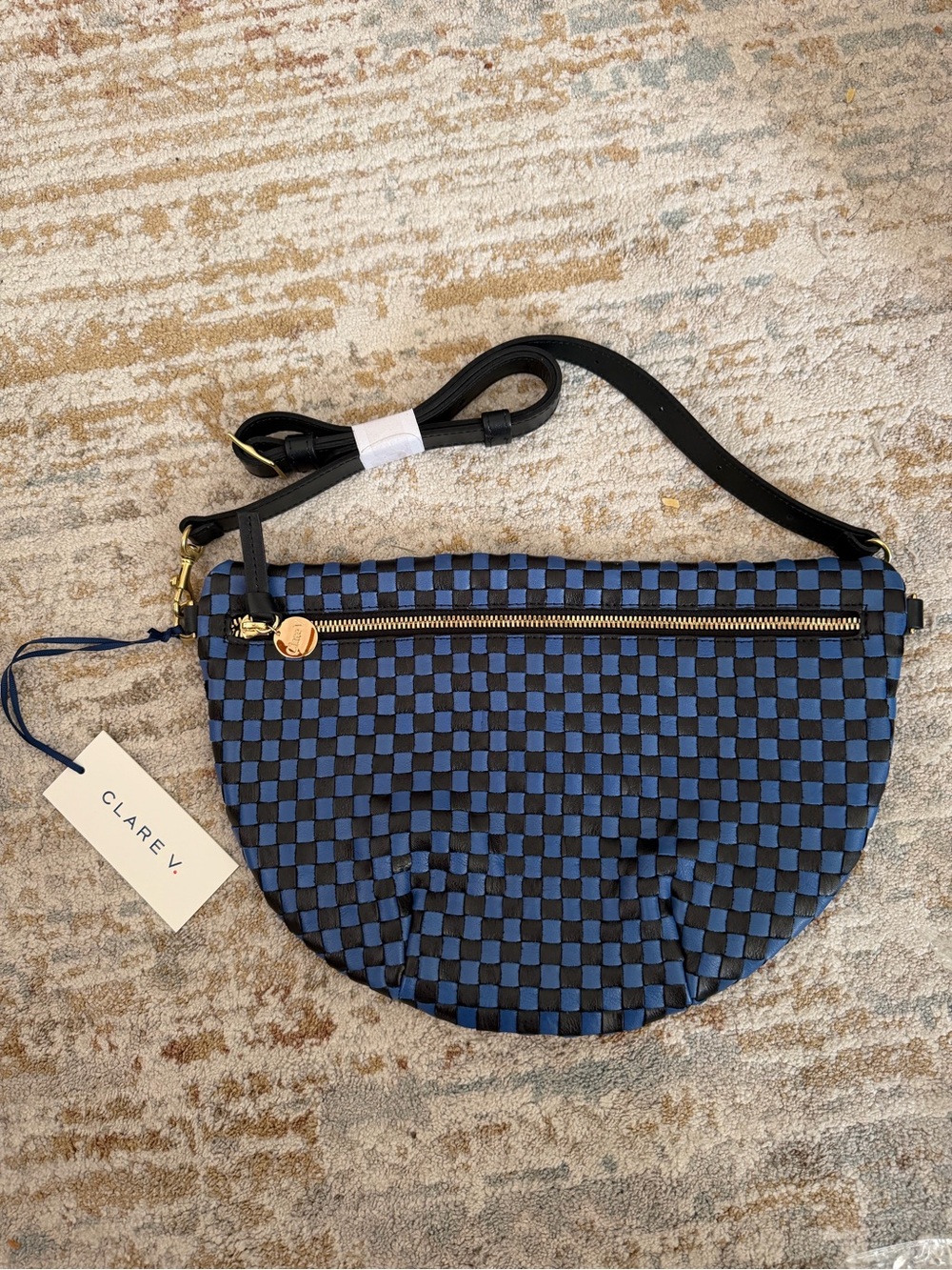Clare V Grande Fanny Blue Woven NWT